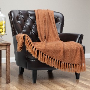 Chanasya Mini Geometric Maze Acrylic Throw Blanket With Tassels - 1 of 4