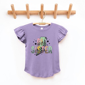 The Juniper Shop Big Sister Lightning Bolt Toddler Flutter Sleeve Tee - 1 of 2