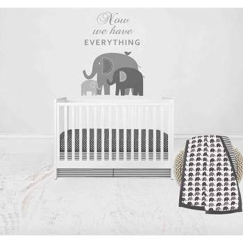 Bacati - Elephants White/Gray 3 pc Crib Bedding Set
