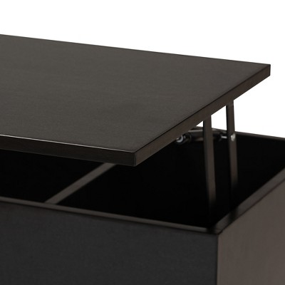 Roden Modern Two-Tone Black and Espresso Rectangular Wood Coffee Table with Lift-Top Storage