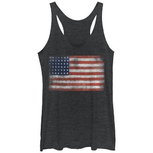 Women's Lost Gods USA Flag  Racerback Tank Top - Black Heather - Small - 1 of 3