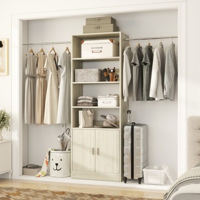 Aheaplus 25" - 103" Closet System with Cabinets, Wall-mounted Closet Organizer