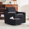 PAGED Boucle Fabric Swivel Accent Chair Living Room Chairs with Soild Wood Round Brown Base Leg for Living Room - 2 of 4