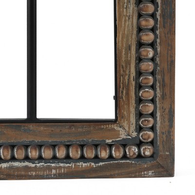 Rustic Brown Wood and Black Metal Cathedral Wall Decor
