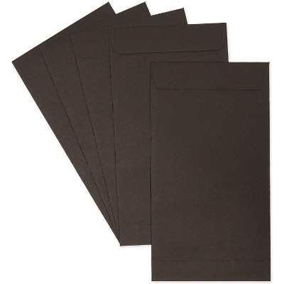 Okuna Outpost 100-Pack Black Budgeting Kraft Paper Money Saving Envelopes Self Seal for Cash, 3.5 x 6.5 In