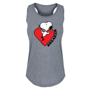 Women's - Peanuts - Heart Breaker Graphic Racerback Tank - 1 of 4