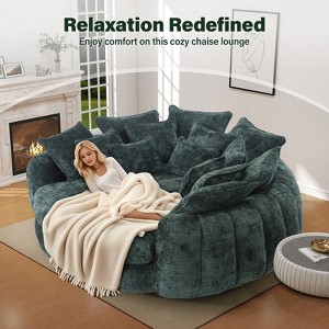 AENKYO 81.1" Cloud Couch Sleeper Indoor Lazy Sofa, Oversized Round Deep Seat Chaise Lounge Chair with 14 Pillows for Living Room - 1 of 4