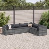 vidaXL - 6 Piece Patio Lounge Sofa Set with Gray Poly Rattan and Cushions for Outdoor, Garden, Patio, Terrace, Backyard - 2 of 4