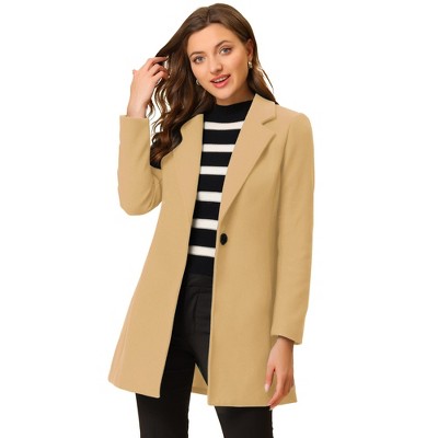 INSPIRE CHIC Women's Regular Fit Notched Lapel Long Sleeve Buttoned Classic Coat