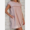 Amaryllis Women’s Ruffle Sleeve V Neck Mini Dress Tiered Hem Pink Green Leaf Print Relaxed Fit Lightweight - 4 of 4