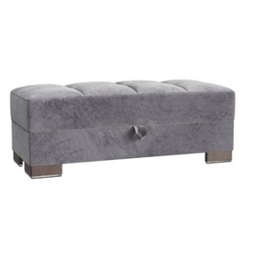 HomeRoots 52" Gray and Brown Microfiber Storage Ottoman - 1 of 4