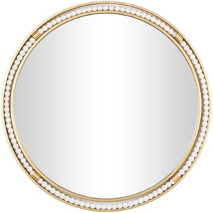 26"x26" Metal Wall Mirror with White Wood Beading Gold - Olivia & May: Luxury Glam Decor, No Assembly Required - 1 of 4