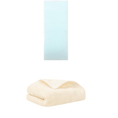 REGALWOVEN Solid Stripe Pattern Bathroom Face Hand Towels 14" x 30"/13" x 30" 2 Pcs