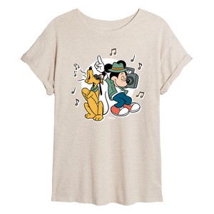 Women's - Disney - Pluto Mickey Groove Oversized Graphic T-Shirt - 1 of 4