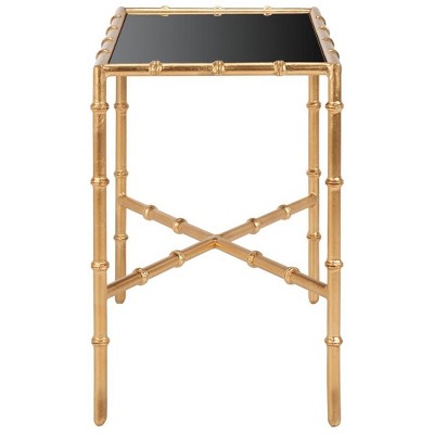 Margaret Rectangular Black Glass and Brass End Table
