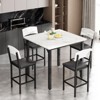 Hooseng Dining Table Set for 4, Counter Height Table & 4 Bar Stools, Modern Kitchen Dining Set, with Upholstered Chairs - 2 of 4