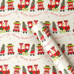 30” 25 sq ft Christmas Roll Wrap Santas Trains - Wondershop™ - 1 of 3