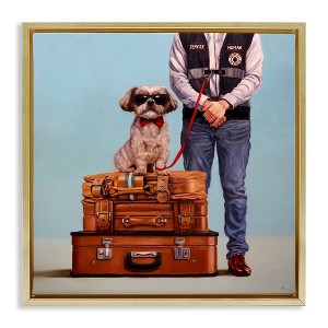 Stupell Industries Funny Service Human Dog Floating Frame Canvas Art - 1 of 4