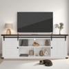 Jojoka TV Stand for 75 Inch TV, Mid Century Entertainment Center with Sliding Barn Doors, Storage Cabinets, Charge Station - 4 of 4