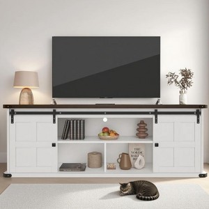 TV Stand for 80/75/70 Inch TVs,Entertainment Center Storage Cabinets w/Power Outlets and Sliding Barn Door,TV Stands,Media Console Cabinet - 1 of 4