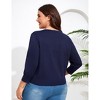 Women Plus Size Cardigans Round Neck Knit Cardigan Open Front Sweater 3/4 Sleeve Cardigan Button Outwear - 4 of 4