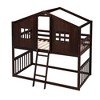 NicBex Twin over Twin Bunk Bed Roof Shape Loft Bed Pine Bed Frame with 2 Windows, Inclined Ladder and Guardrail, No Box Spring Required - 3 of 4