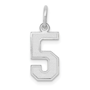 Black Bow Jewelry 14k White Gold, Jersey Collection, Small Number 5 Pendant - 1 of 4