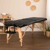 FDW Massage Table 2 Fold Portable Massage Table 77" L x 28" W Lash Bed Facial Bed Height Adjustable Salon Tattoo Bed with Carry Case, Black - 2 of 4