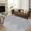 Non Slip Backing 9x12 Machine Washable Area Rug Modern Minimalistic Striped Low Pile Rug Stripe Geometric Foldable Large Carpet for Bedroom - 2 of 4