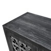 Antique Black 4-Door?Cabinet with Carved Flower Handles - 4 of 4