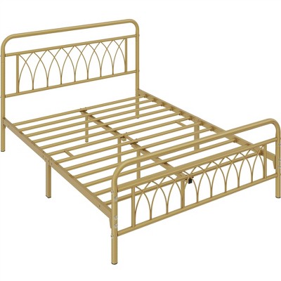 Yaheetech Metal Platform Bed Frame With Petal Accented Headboard And ...