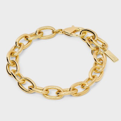 SUGARFIX by BaubleBar Chain Bracelet - Gold: Lobster Claw Clasp, Brass, Charms, 7" Length