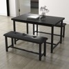 Dining Table Set for 4, Small Kitchen Table Set with 2 Upholstered Bench, Farmhouse Set, Space Saving Dining Table for Apartment, Rustic Brown - 4 of 4