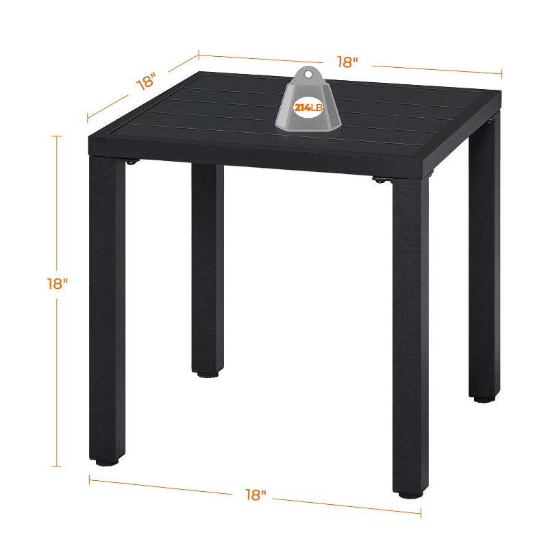 Yaheetech Outdoor Small Metal Square Side Table, Black, 3 of 6