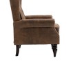 Gulches Wood Frame Accent Chair  Coffee Microsuede Lounge Chair with Sturdy Rubber Wood Legs for Living Room Bedroom Office - 3 of 4