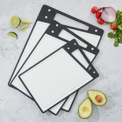 JoyJolt Black and White Plastic Cutting Board Set