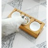 Fairyland™ - Elevated Triple Bamboo Pet Feeder with Ceramic Bowls – Raised Stand for Food & Water - 2 of 4