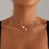 "Colorful Initial Necklace for Women & Girls, Trendy Beaded Letter Choker, Dainty Personalized Jewelry Gift, Kids Teen Birthday Present" - 2 of 4