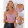 Allegra K Women's Sparkle Glitter Front Pleat Swing Back Cross Straps Sleeveless Party Tank Top - 2 of 4