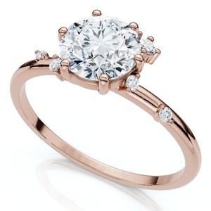 Pompeii3 1Ct Diamond Flame Engagement Ring 14k Gold Lab Created EF/VS - 1 of 4