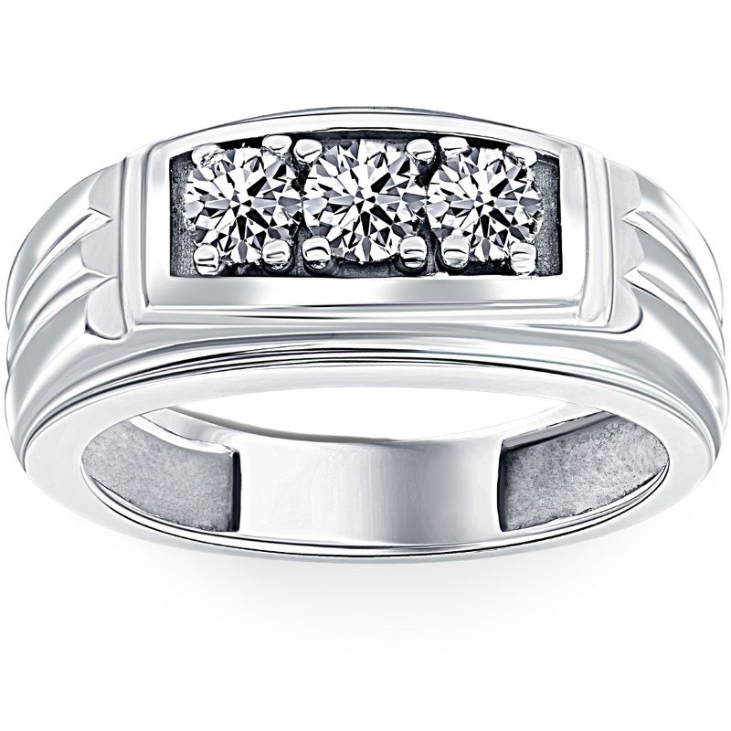 Pompeii3 3/4ct Diamond Mens 14K White Gold Wedding Ring, 1 of 6