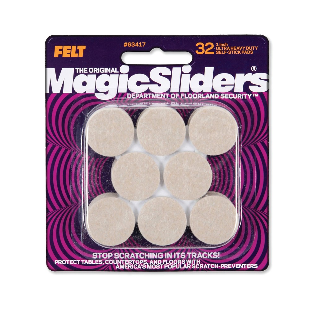 Magic Sliders 32ct 1in Heavy Duty Self-Stick Felt Pads - Oatmeal