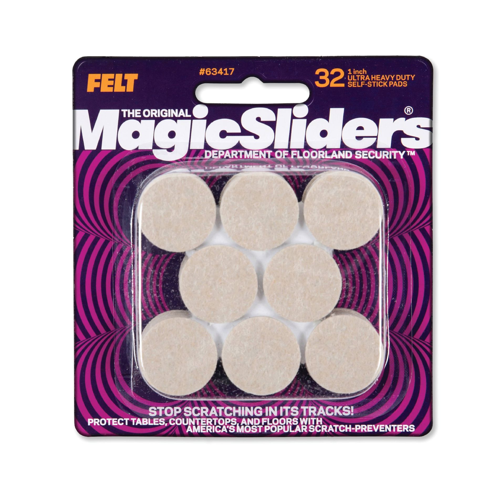 Magic Sliders 32pk 1" Heavy Duty Self-Stick Felt Pads
