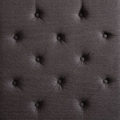 Charcoal Tufted Storage Ottoman with Turned Wood Legs