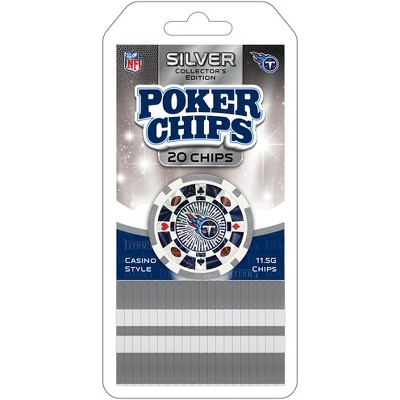 MasterPieces Casino Style 20 Piece 11.5 Gram Poker Chip Set NFL Tennessee Titans Silver Edition