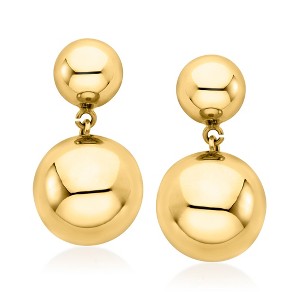 Ross-Simons Italian 18kt Gold Over Sterling Double-Bead Drop Earrings - 1 of 3