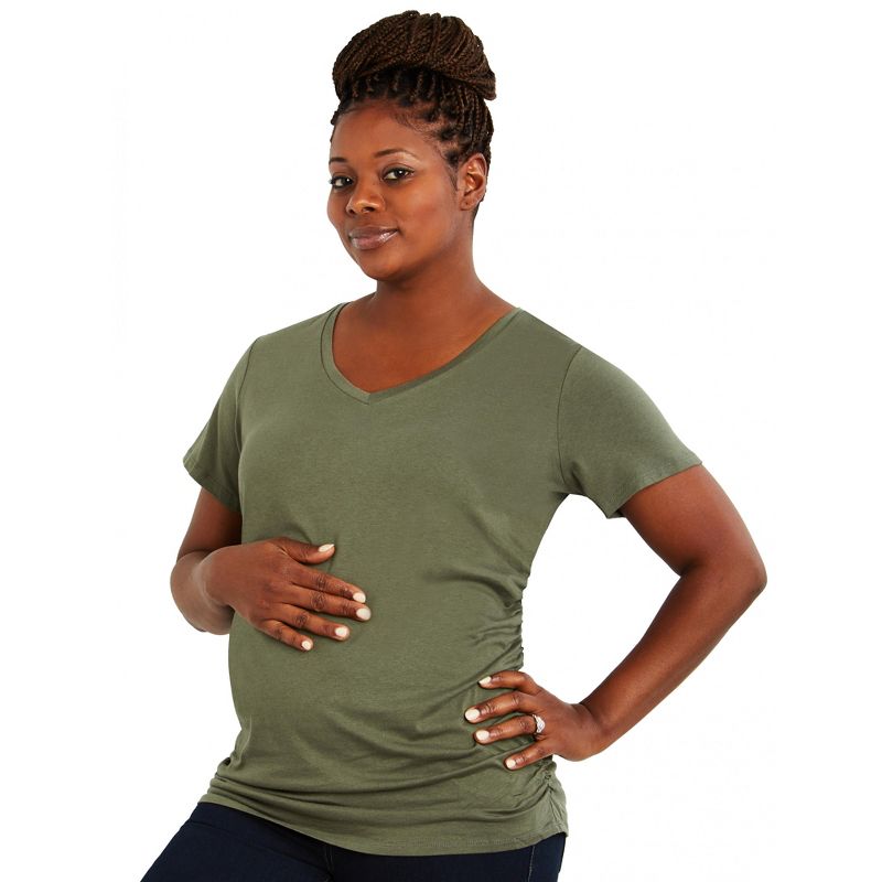 Plus Size V-neck Side Ruched Maternity Tee | Motherhood Maternity, 1 of 4