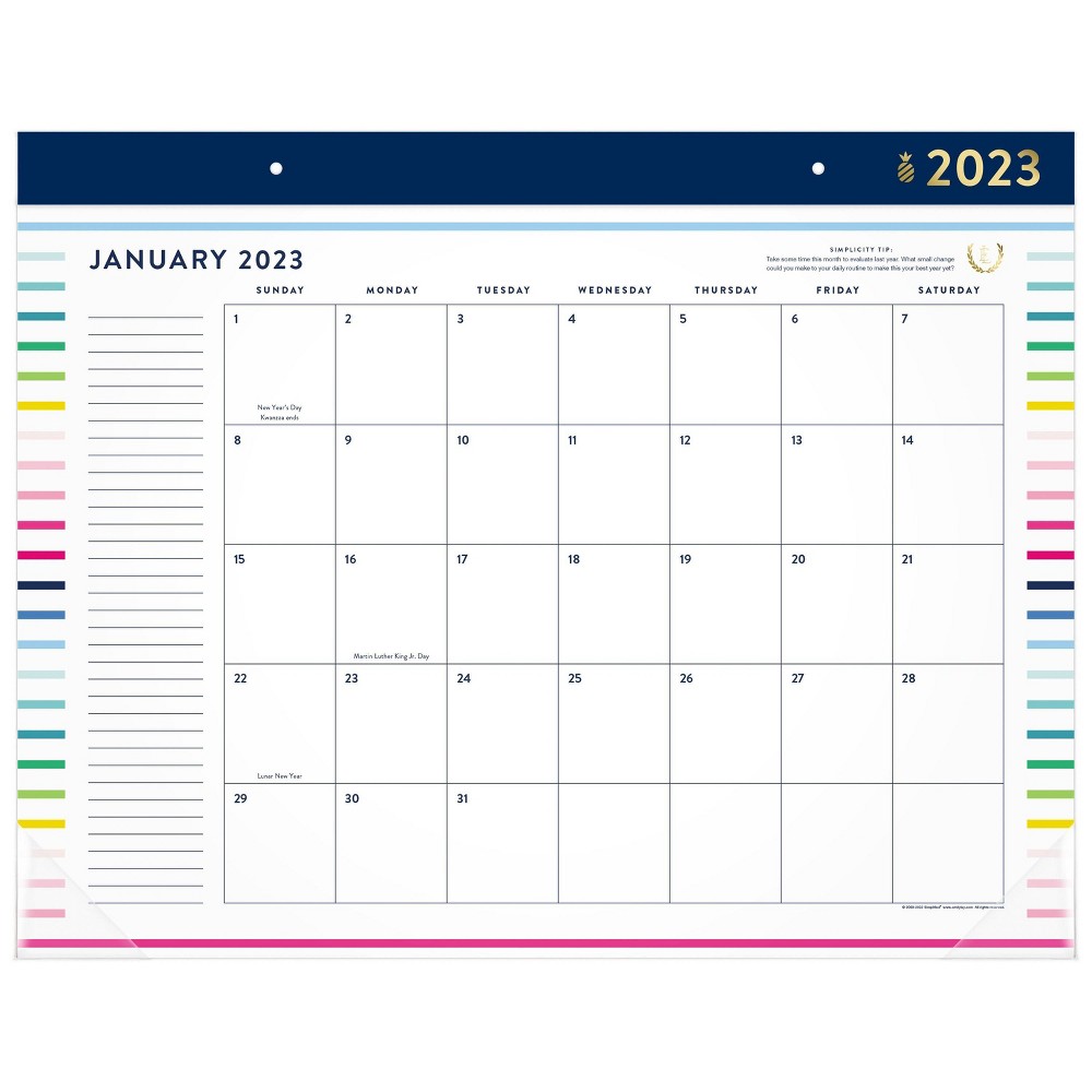 2023 Desk Pad Calendar 21.75"x17" Happy Stripe - Emily Ley for At-A-Glance