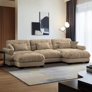 Christopher Knight Home Clare Modular Oversized Button Tufted Velvet Sectional Sofa with Movable Ottomans - 1 of 4