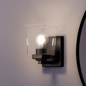 Urban Ambiance Luxury Craftsman Wall Sconce 7''H x 4.5''W,  Midnight Black Finish,  Houston Collection, UHP4294 - 1 of 4